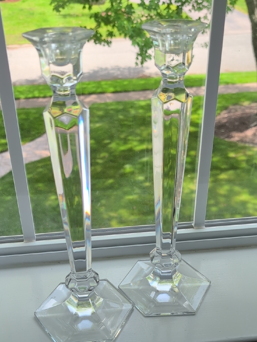 Miller Rogaska Crystal Glass Candlestick Pair - Clear Glass Home Accents